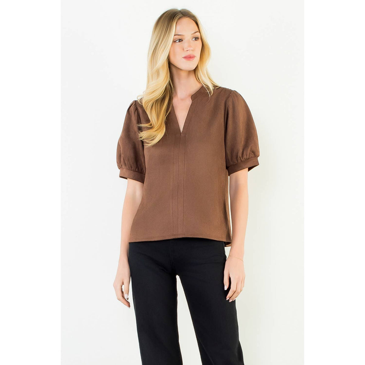 Soft Suede V-Neck Top