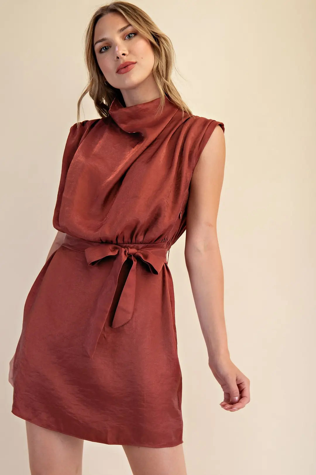 Glam Mock Neck Mini Dress