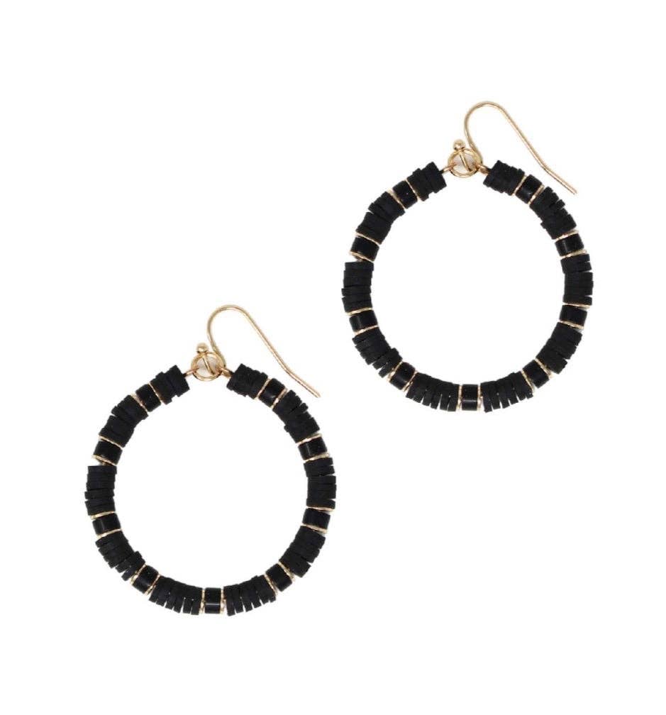 Pierce+Hide Black Rubber Beaded Hoop Earrings