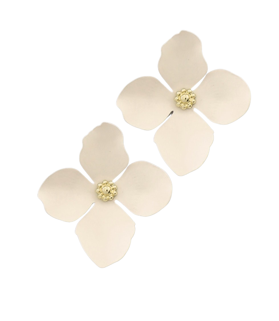 Pierce+Hide Cream Petal Statement Stud Earrings
