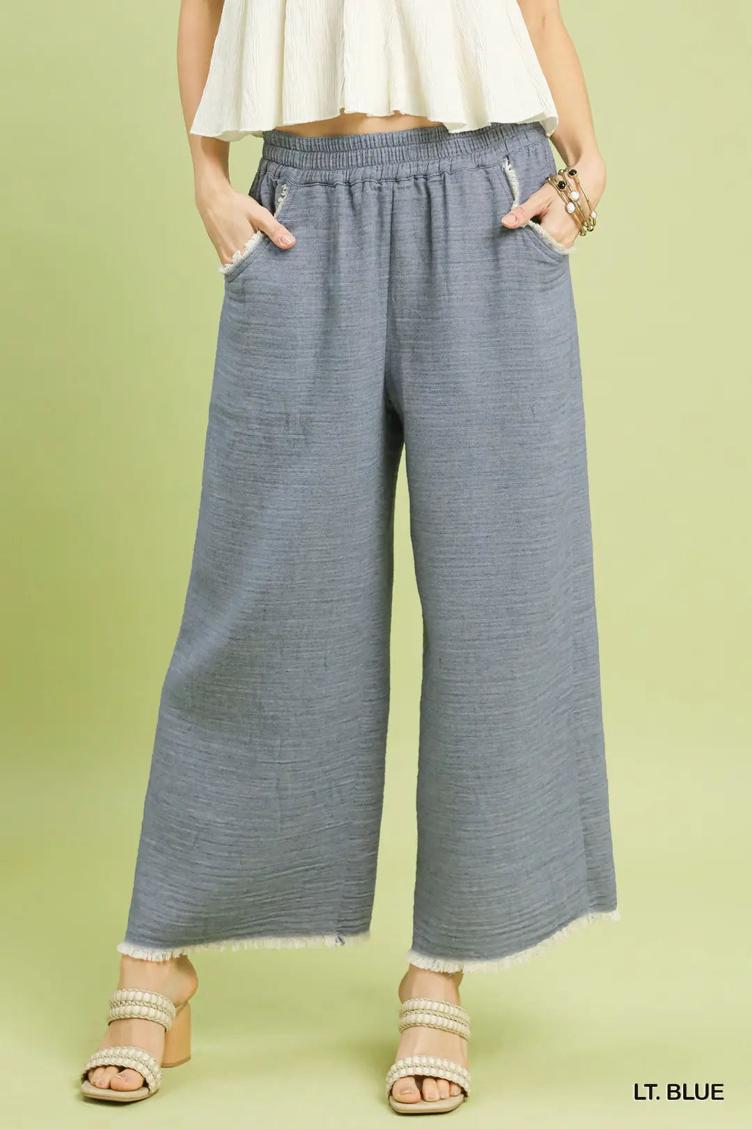 Frayed Hem Wide Leg Pants