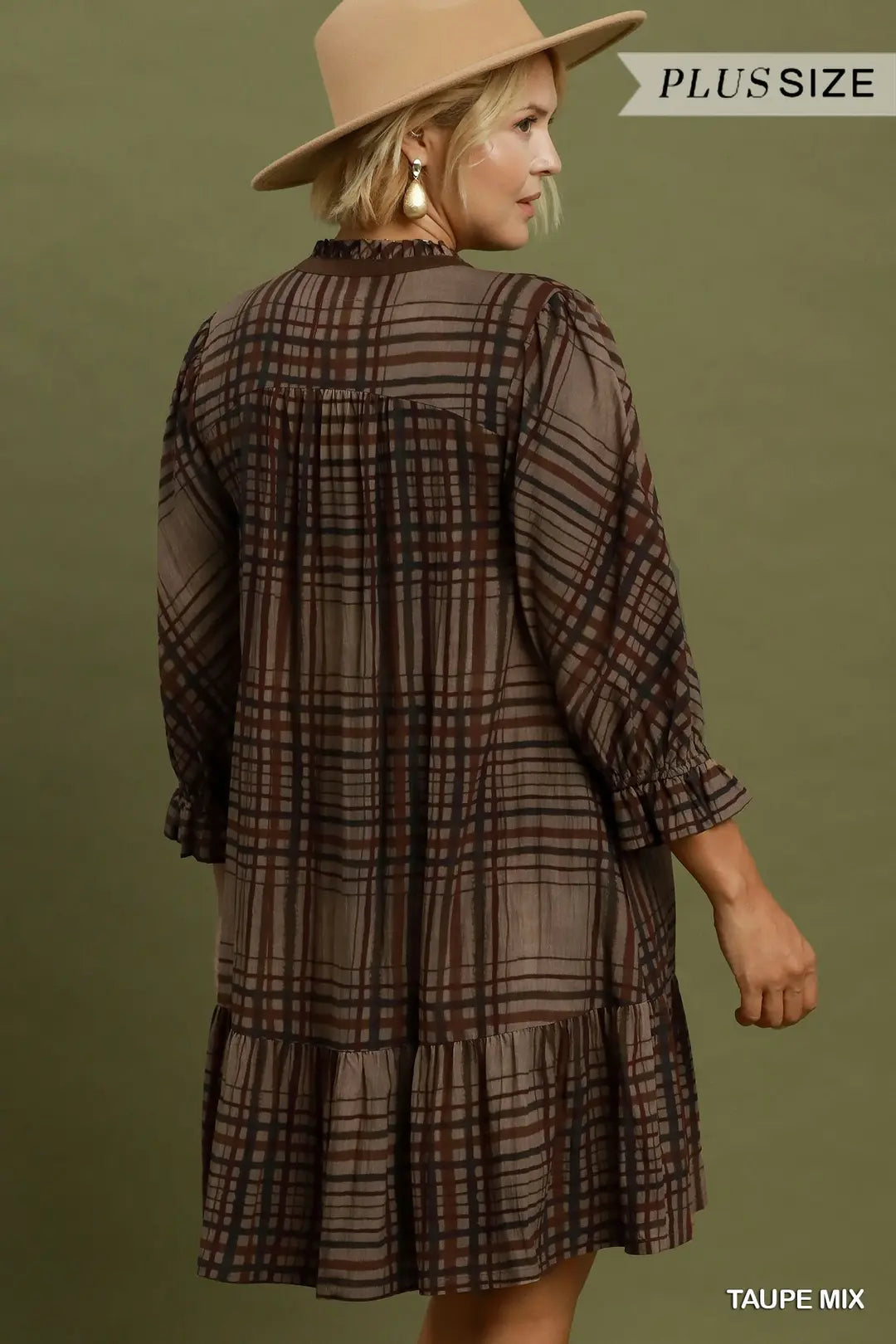Mix Plaid Print Tiered Babydoll Dress