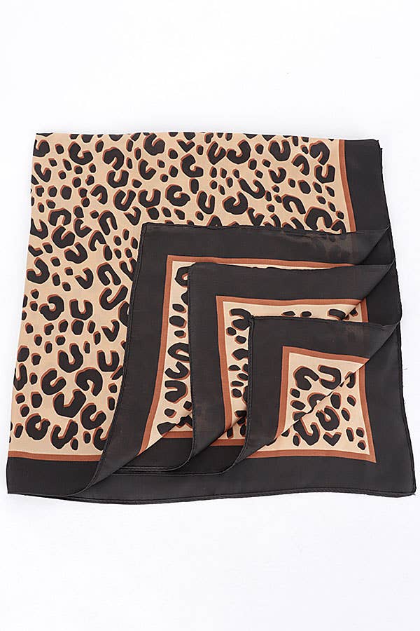 SAVANNA CHIC LEOPARD SQUARE BANDANA SCARF