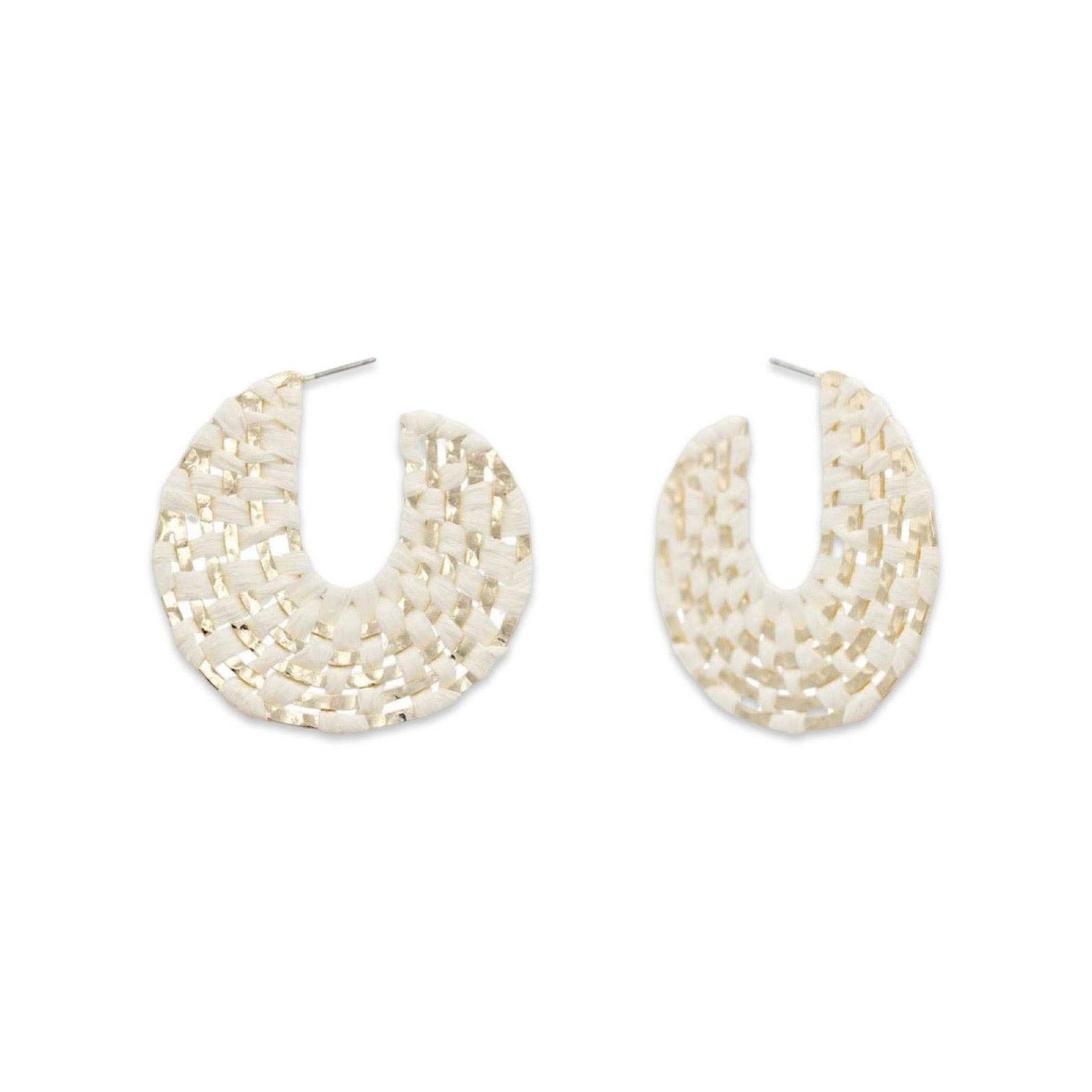 Pierce+Hide Cream + Gold Raffia Wrapped Hoop Earrings