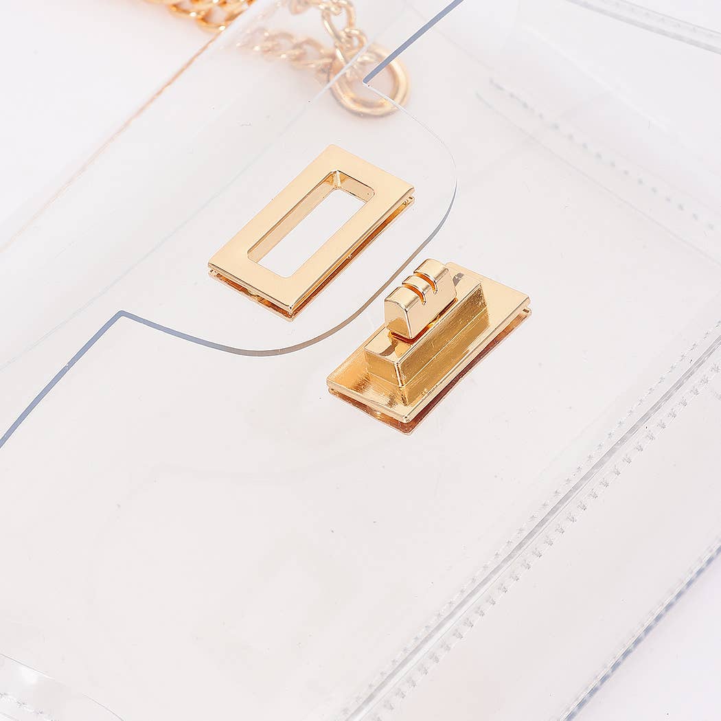 Transparent Chain Bag with Leopard Pouch