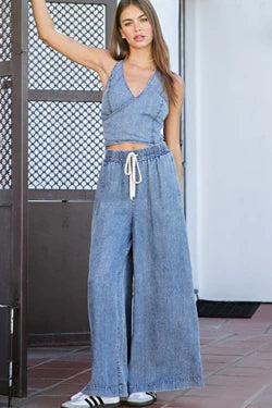 Ee:some drawstring Denim pants