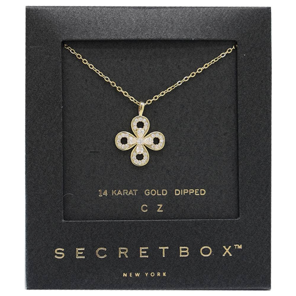 GOLD DIPPED FLOWER SHAPED CZ NECKLACE