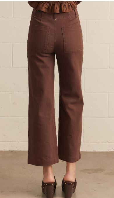 Solid high rise wide leg pants