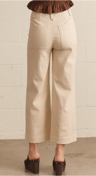 Solid high rise wide leg pants