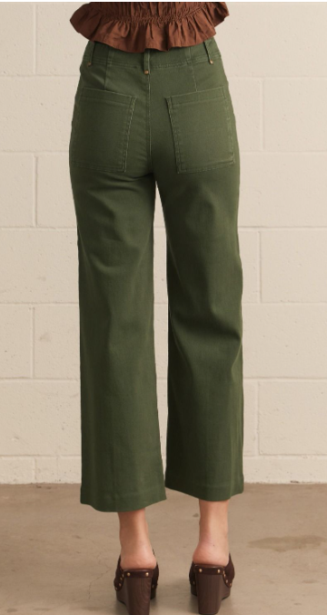 Solid high rise wide leg pants