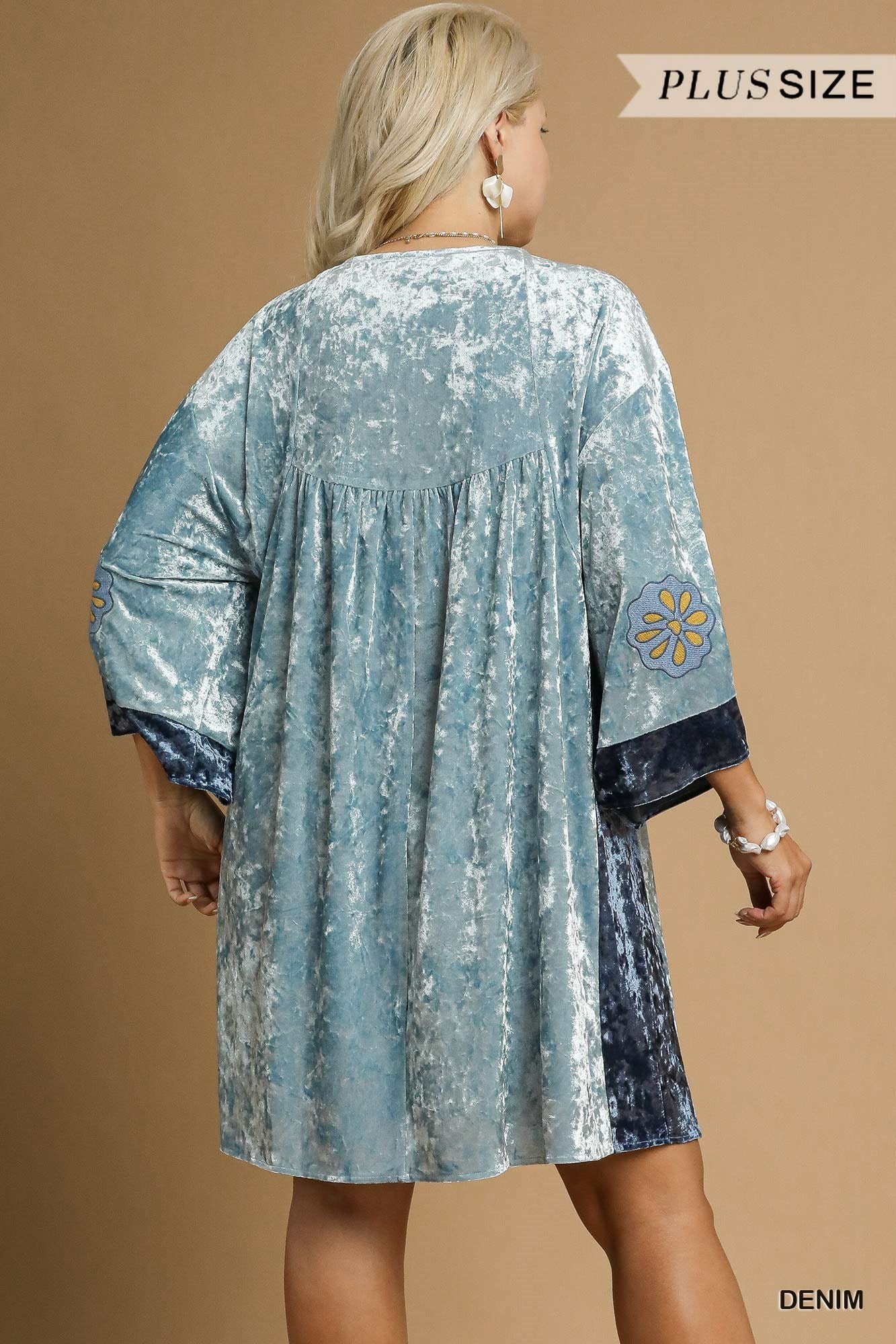 Julie Velvet Floral Embroidered Swing Dress