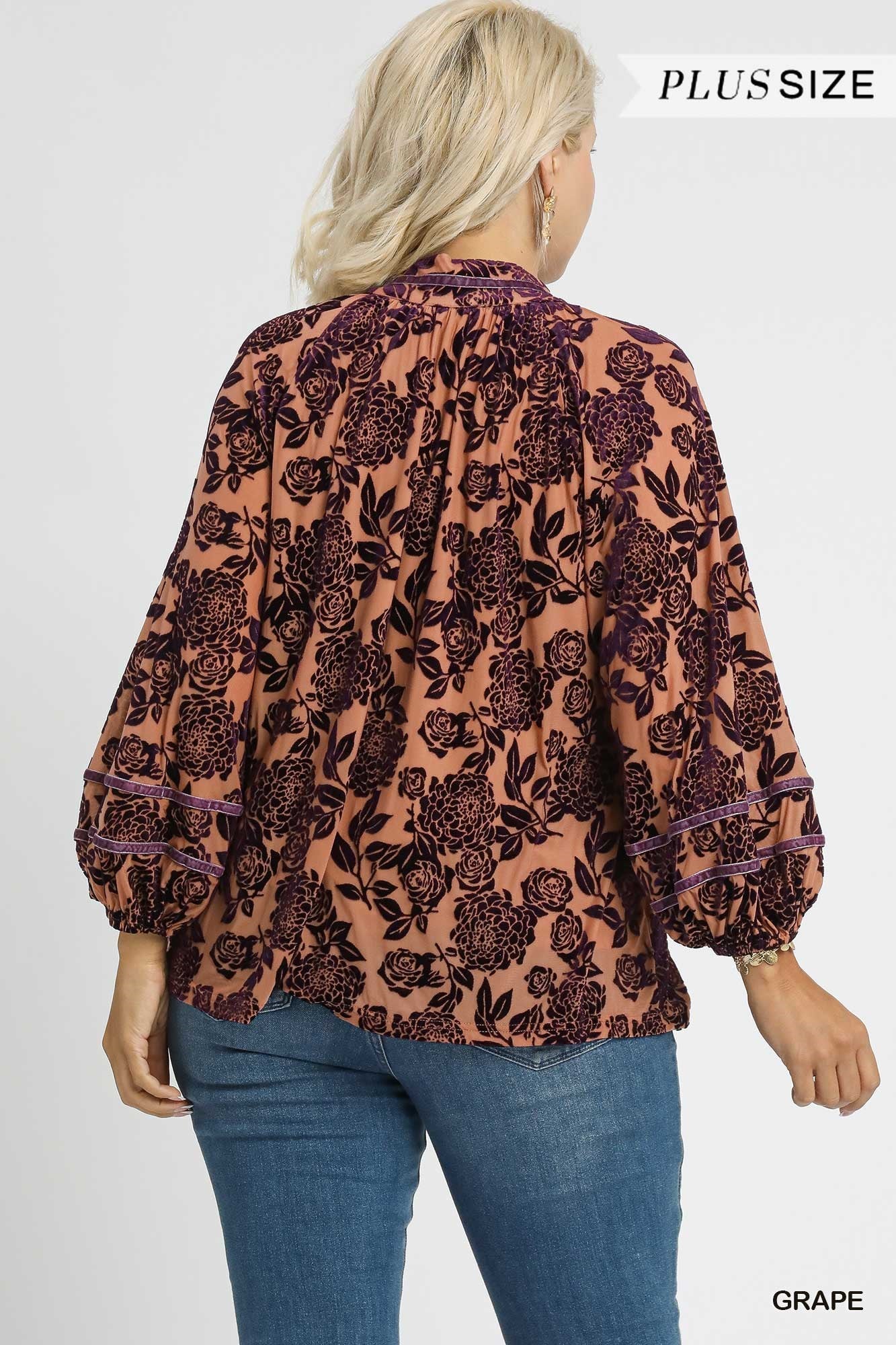 Audrey Floral Velvet Burnout Blouse