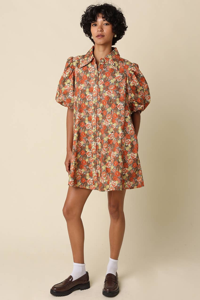 Lara Floral Puff Sleeve Mini Dress