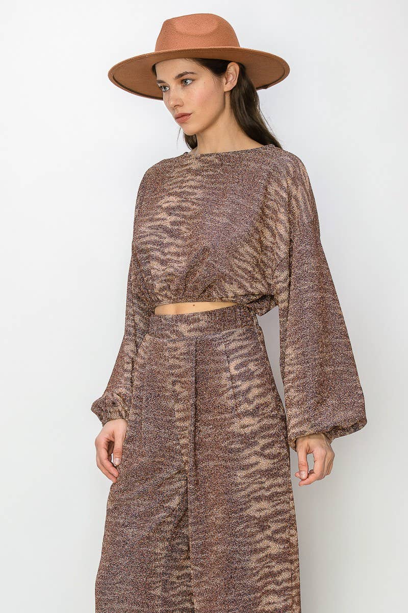 METALLIC PRINTED PALAZZO PANTS 2370