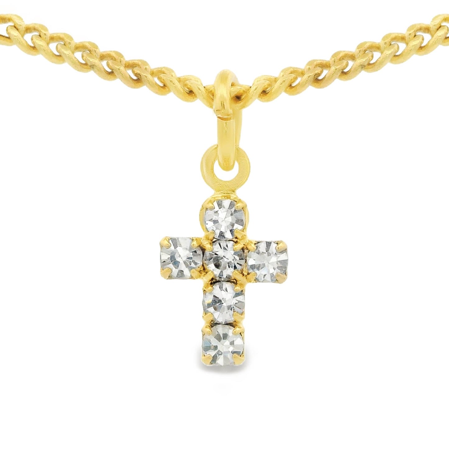 Single Mini Cross Necklace in Clear