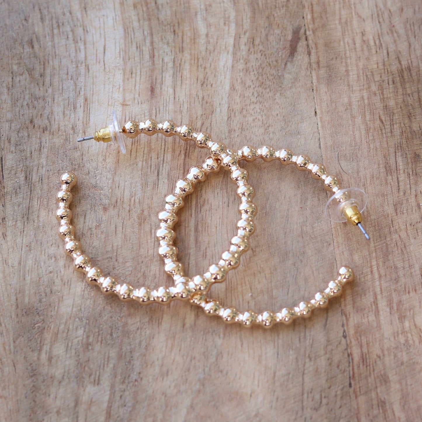 Pierce+Hide Gold Ball Hoop Earrings