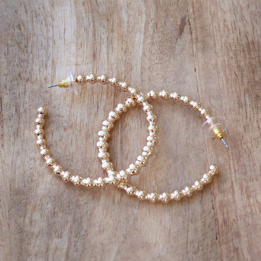 Pierce+Hide Gold Ball Hoop Earrings