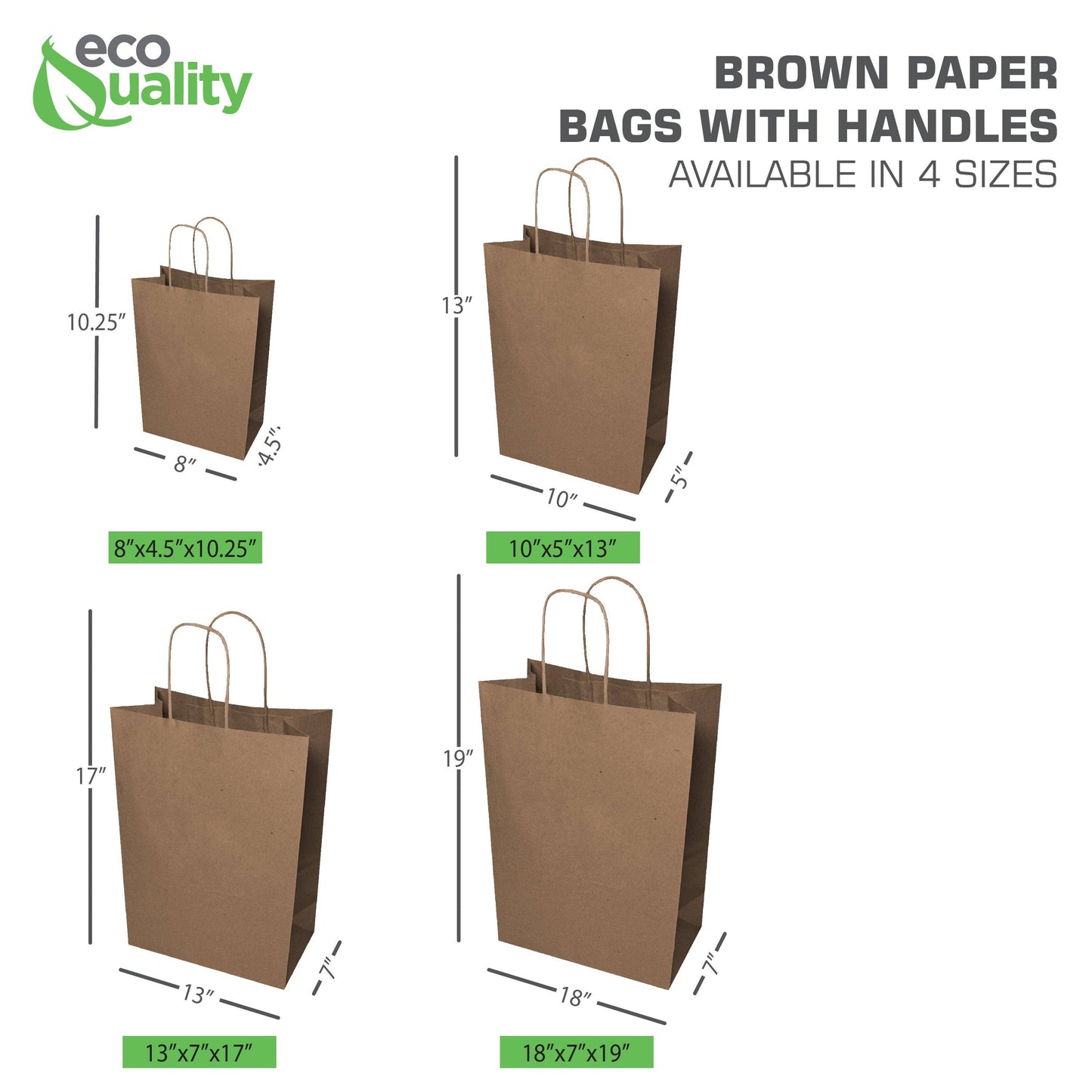 18x7x19 Jumbo Kraft Paper Gift Bags with Twine Handles Brown