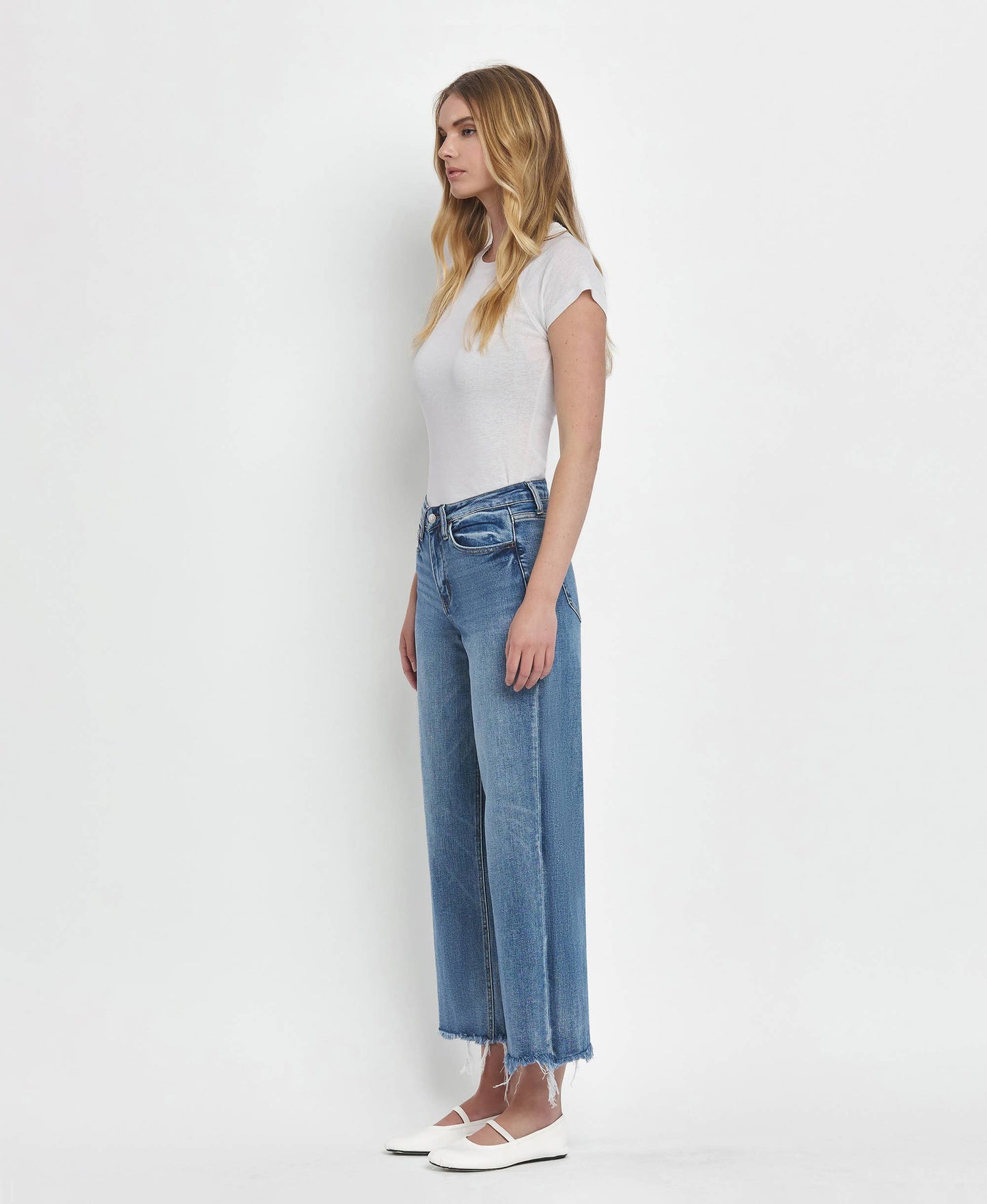 HIGH RISE CROP WIDE LEG JEANS F5204
