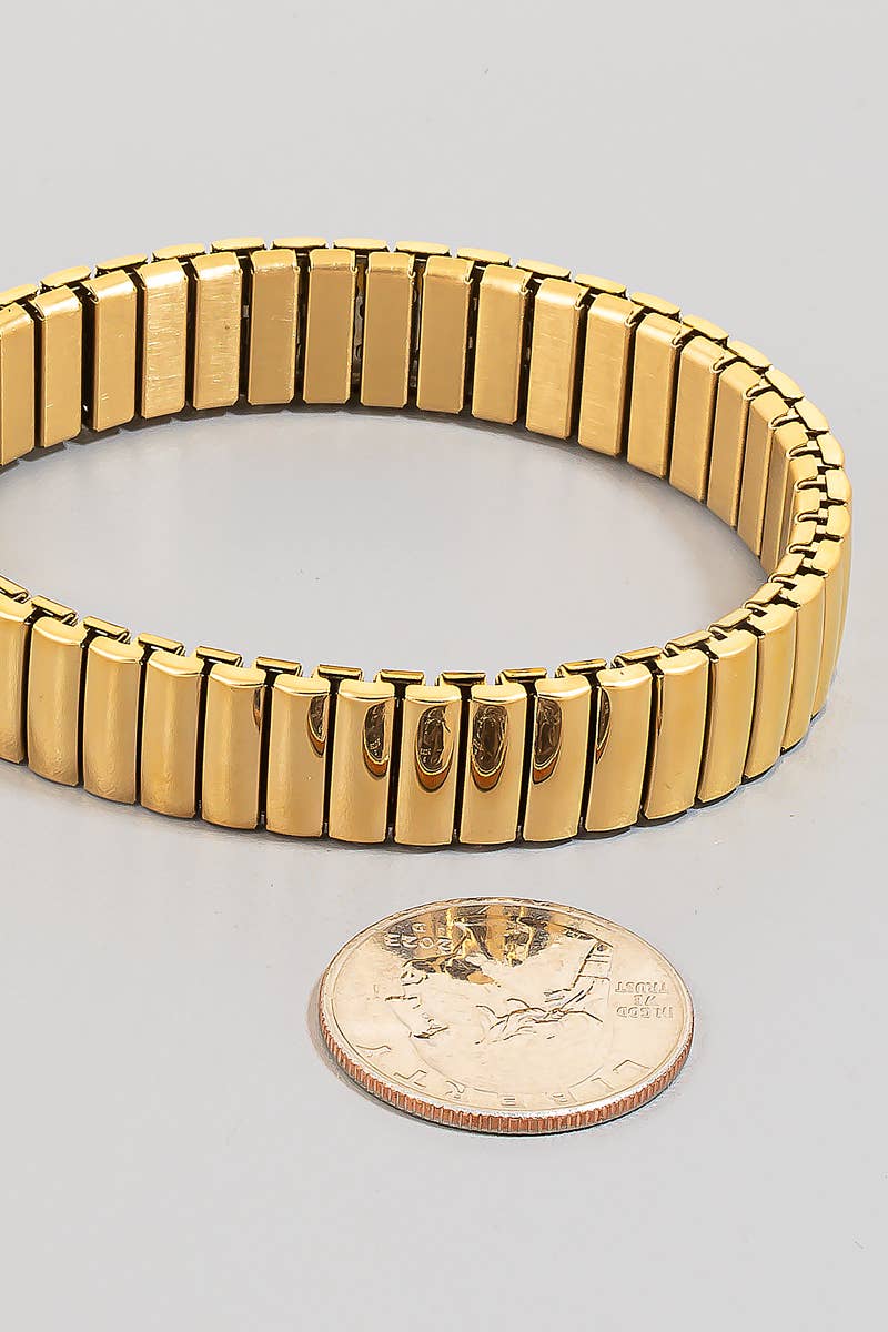 Stainless Steel Metallic Rectangle Bars Elastic Bracelet