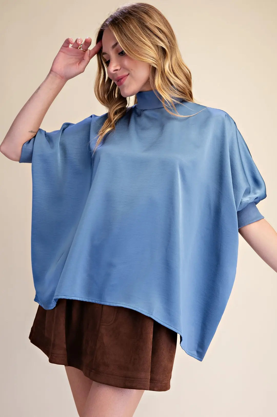 Satin Mock Neck Top