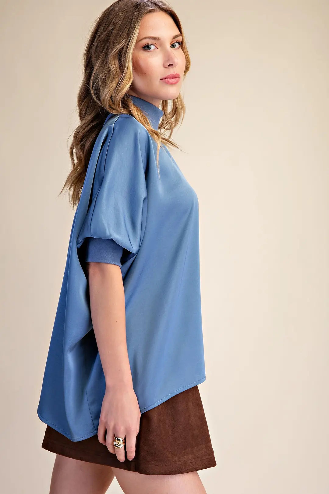 Satin Mock Neck Top