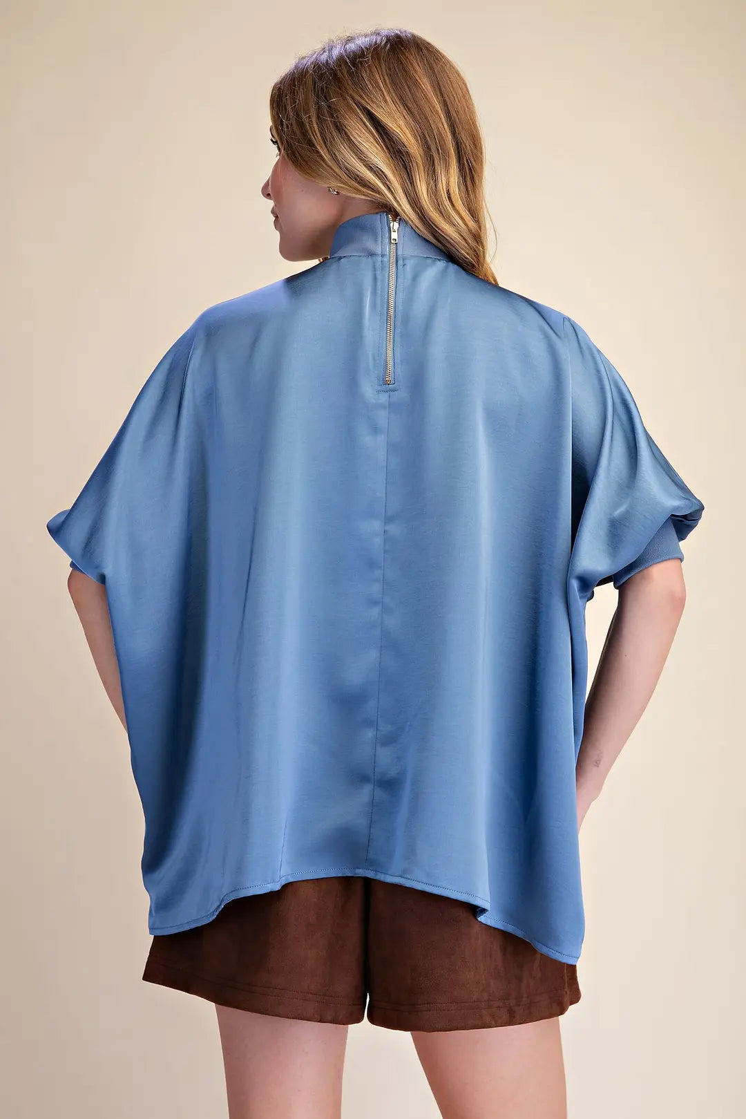Satin Mock Neck Top