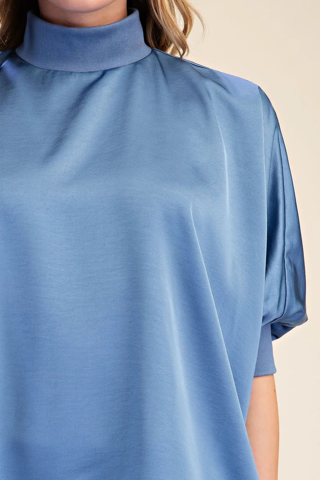 Satin Mock Neck Top
