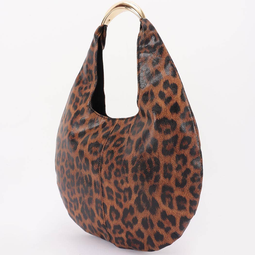 Leopard Print Faux Leather Hobo Bag