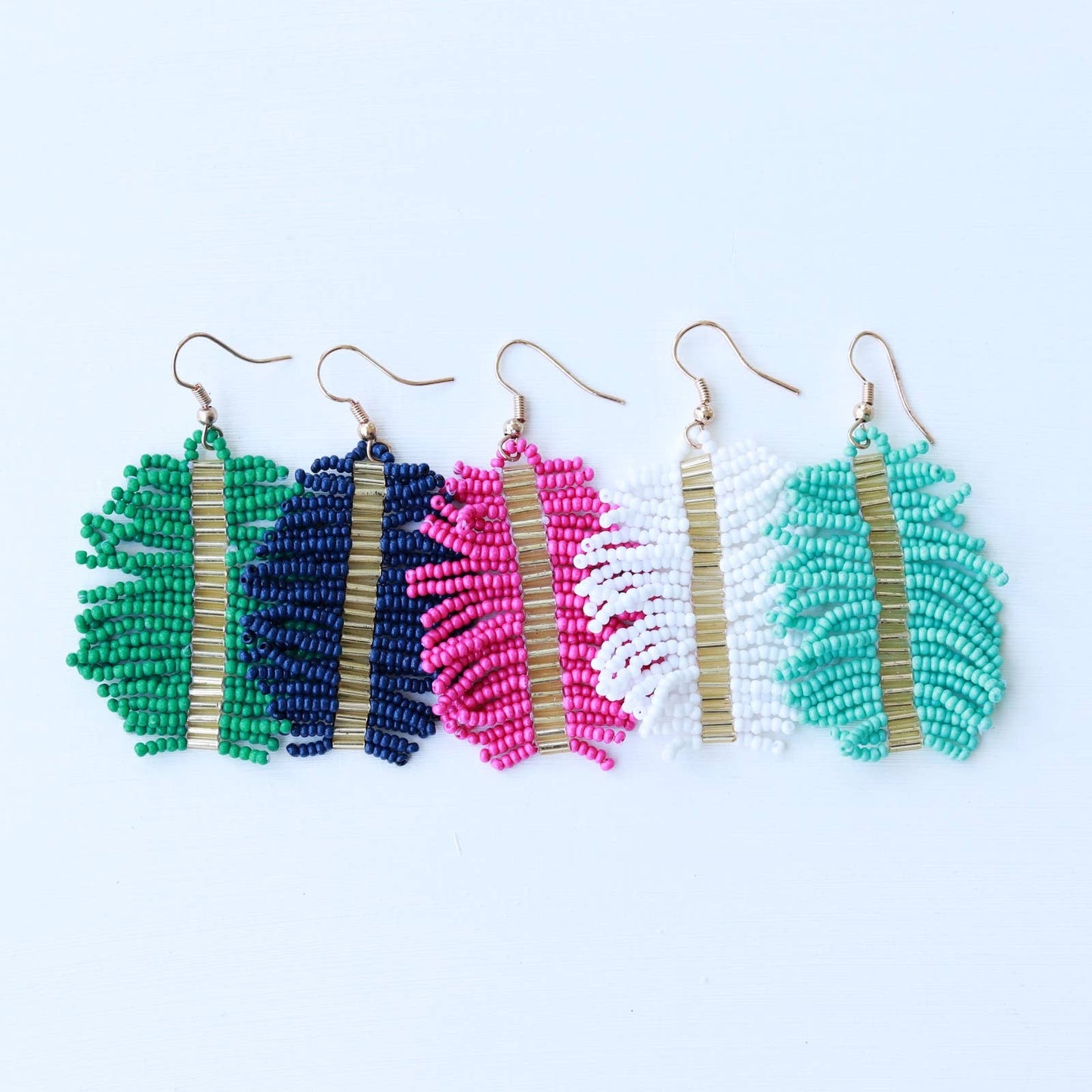 Pierce+Hide Custom White Beaded Palm Fringe Earring