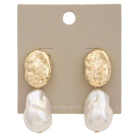 Pearl Bead Coin Dangle Earring ER-5579