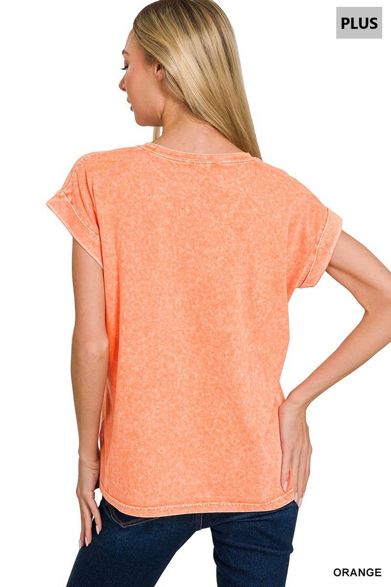 Plus Halo Washed Cuffed Short Sleeve Tee
