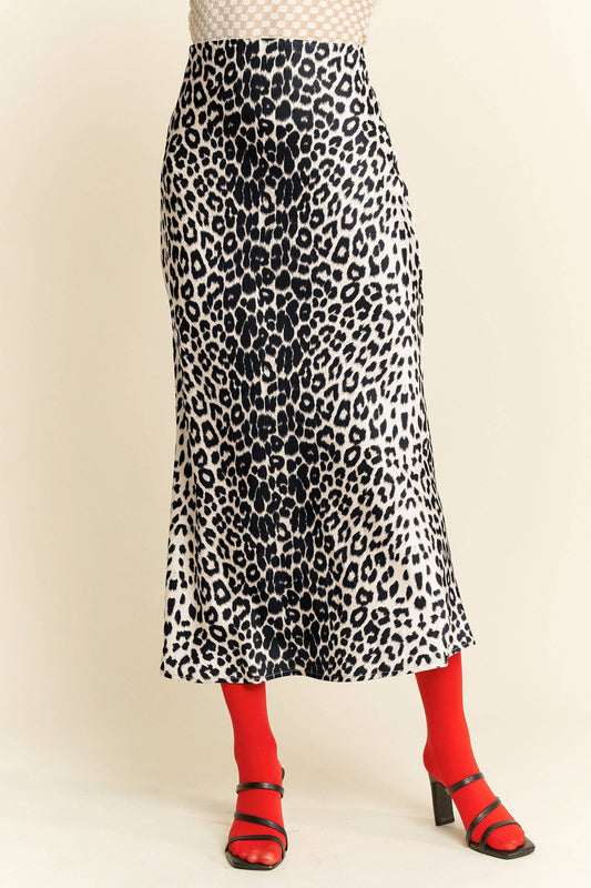 LEOPARD ANIMAL PRINT LONG LENGTH WAIST TIE  SKIRT