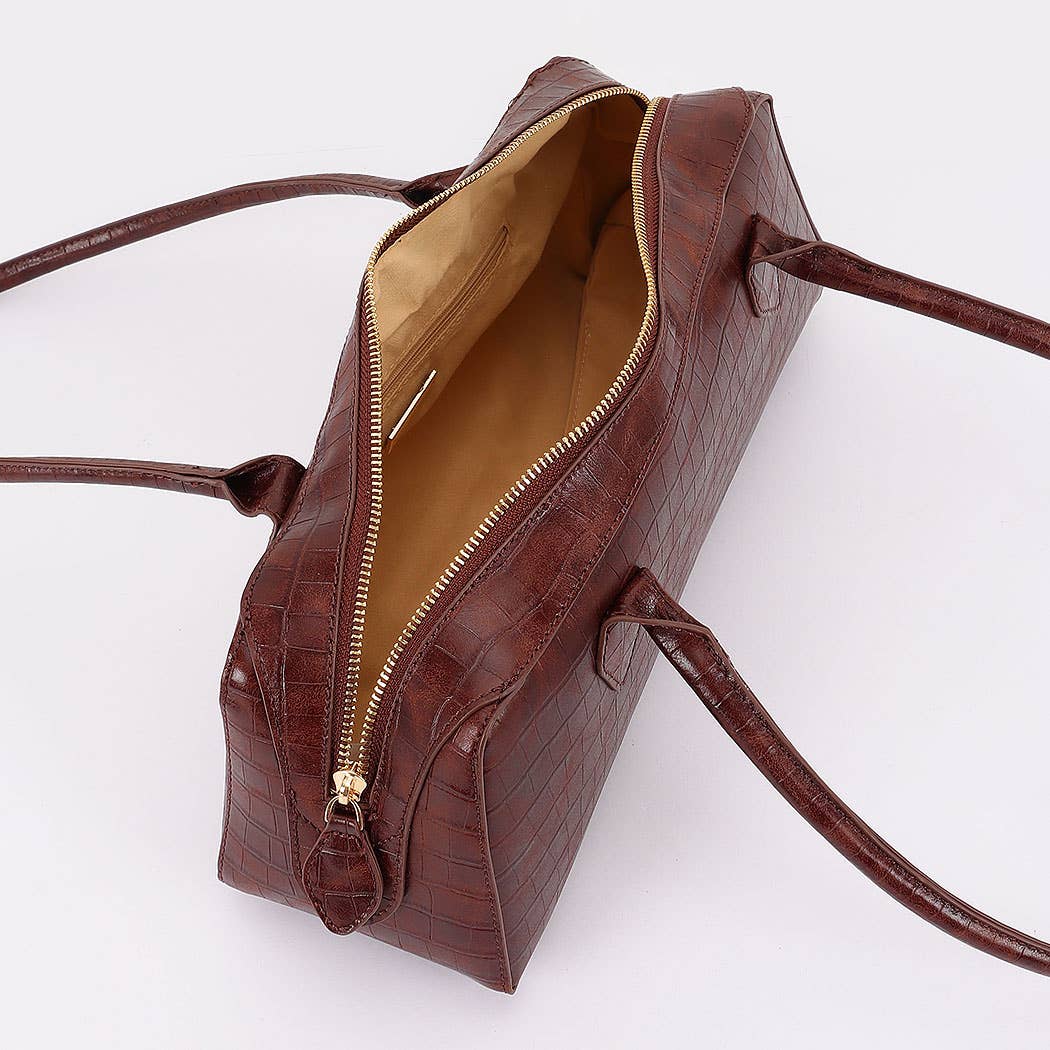 Croc Embossed Barrel Bag