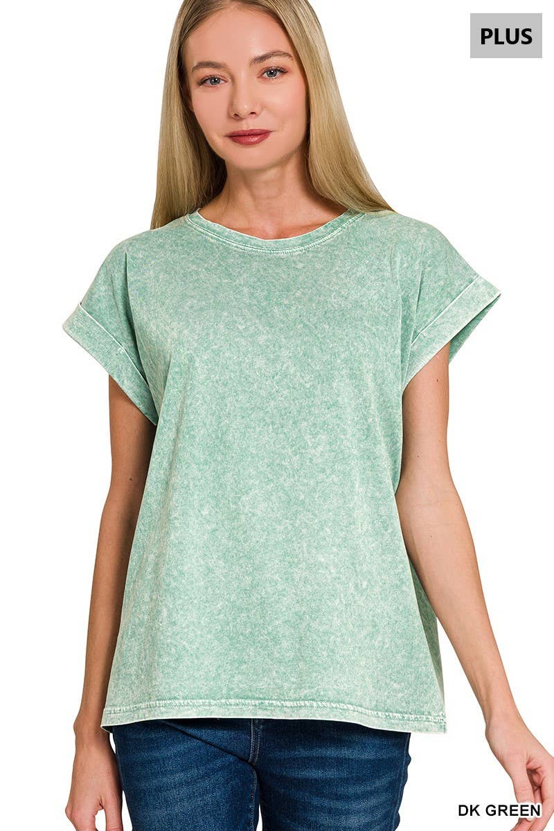 Plus Halo Washed Cuffed Short Sleeve Tee