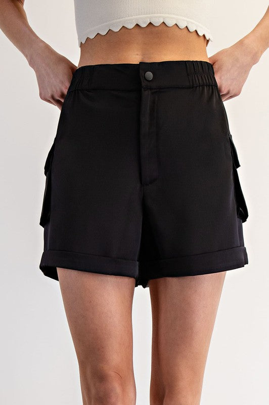 Satin Cargo Shorts