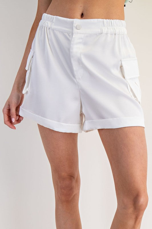Satin Cargo Shorts