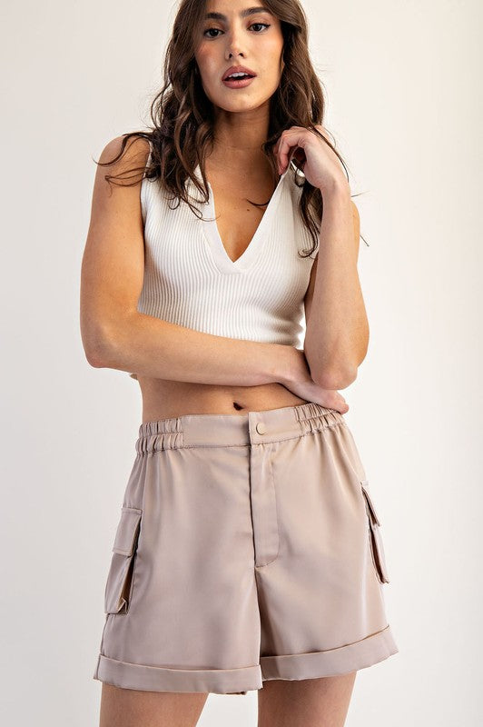 Satin Cargo Shorts