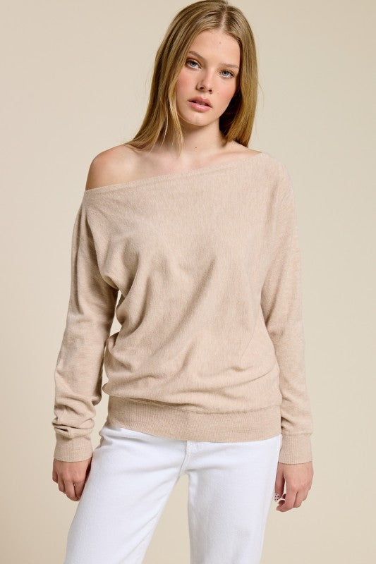 Luxe Off-shoulder Cashmere Blend Pullover
