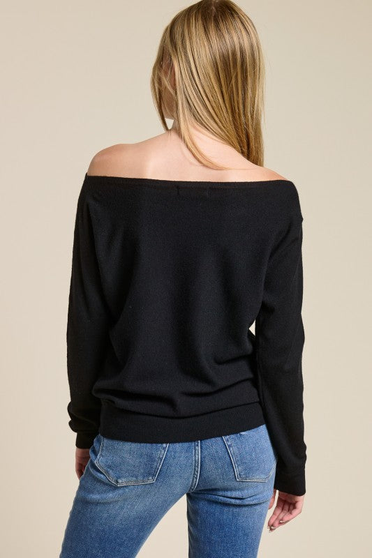 Luxe Off-shoulder Cashmere Blend Pullover