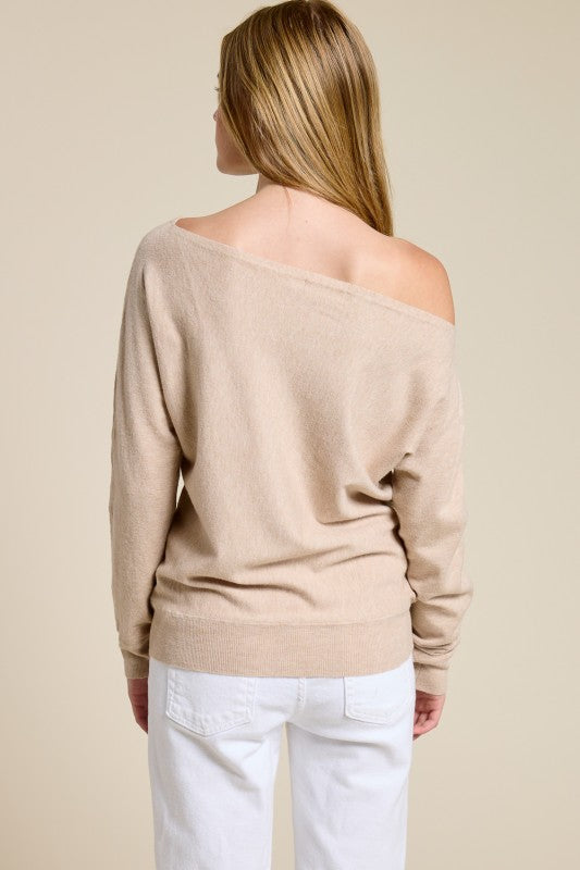 Luxe Off-shoulder Cashmere Blend Pullover
