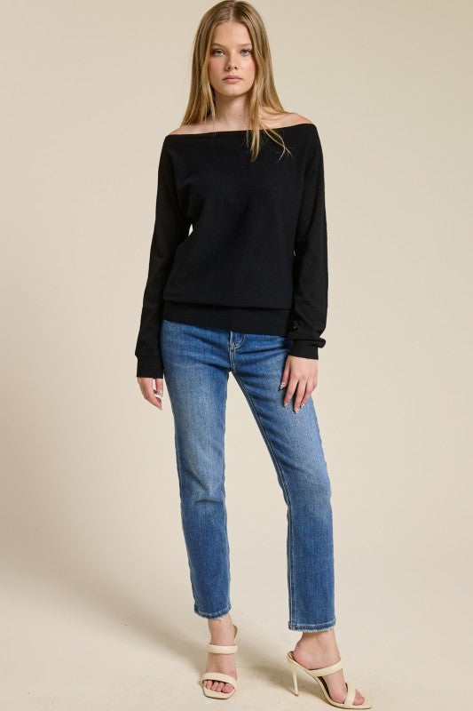 Luxe Off-shoulder Cashmere Blend Pullover