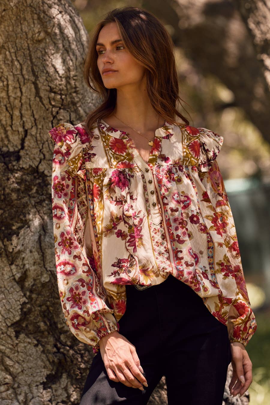 Floral Printed Peasant Blouse