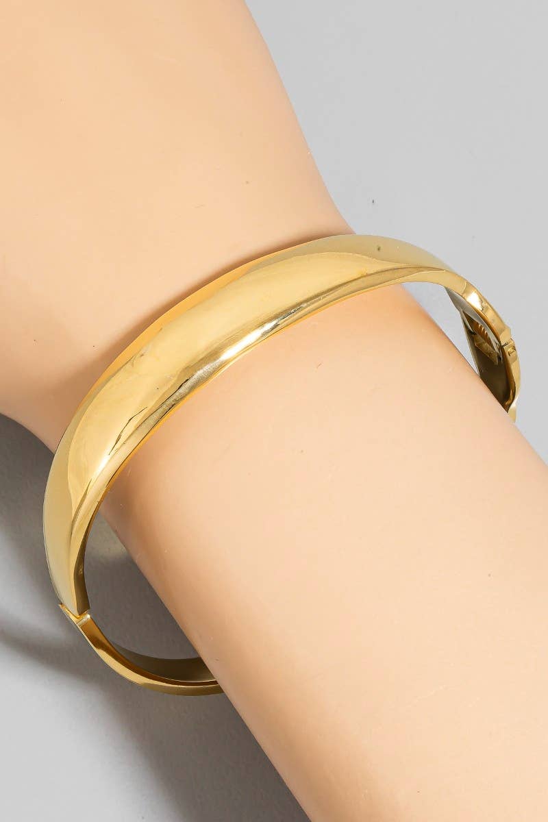 Stainless Steel Modern Hinge Bangle Bracelet