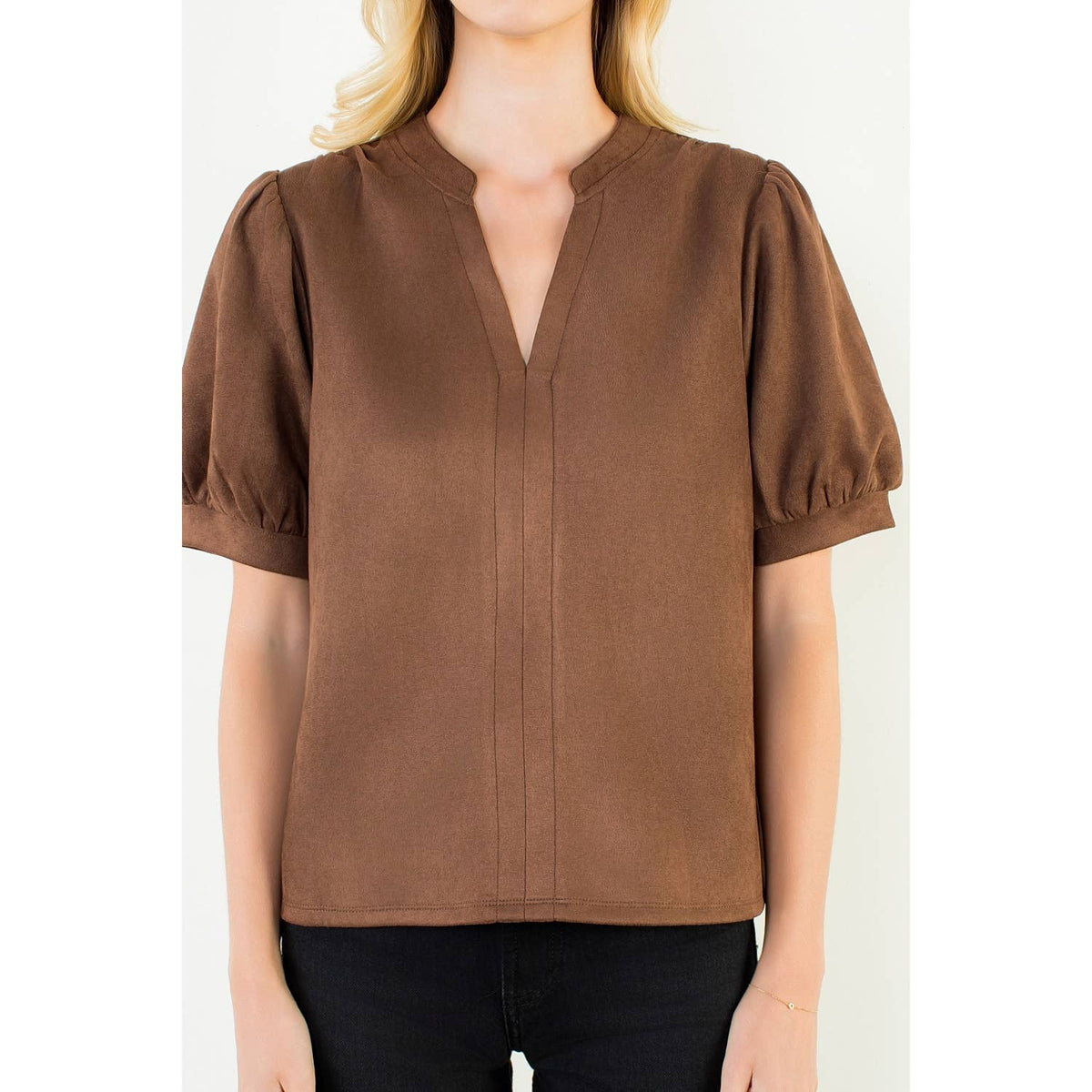 Soft Suede V-Neck Top
