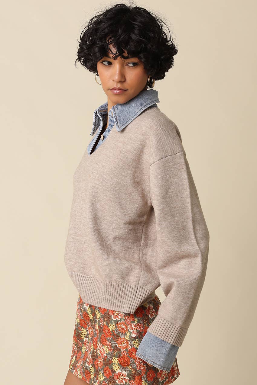 Emely Contrast Knit Top