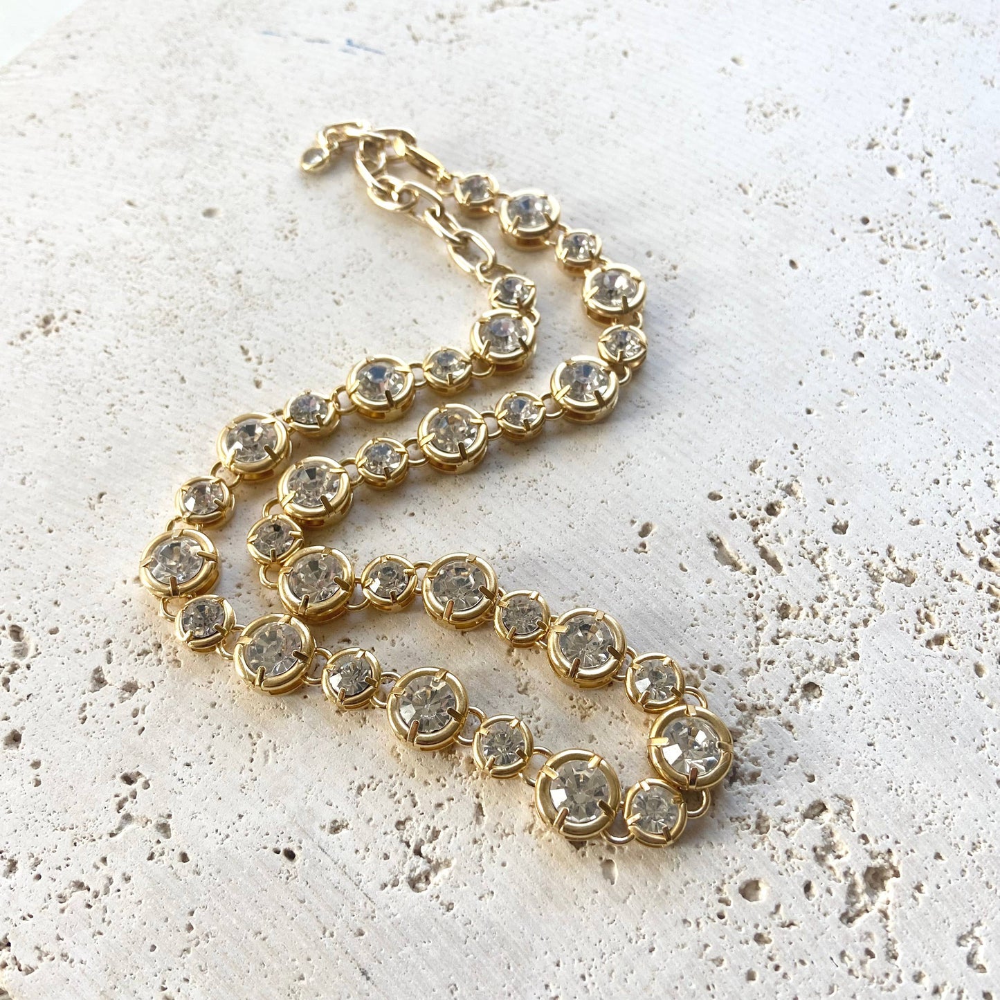 Chunky crystal clear statement necklace tennis