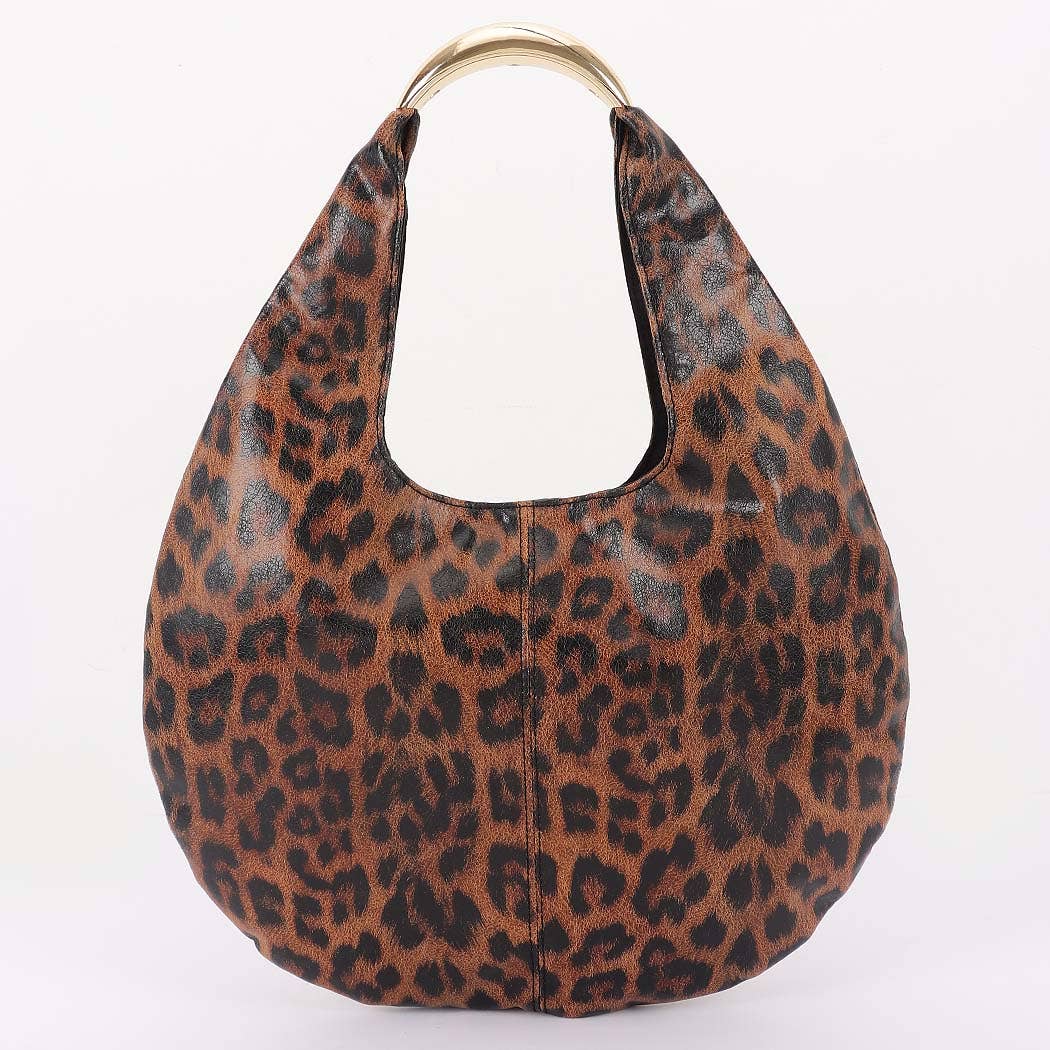 Leopard Print Faux Leather Hobo Bag