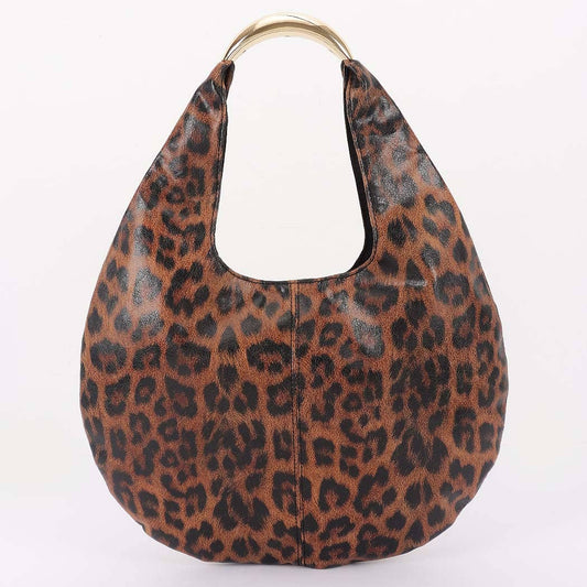Leopard Print Faux Leather Hobo Bag