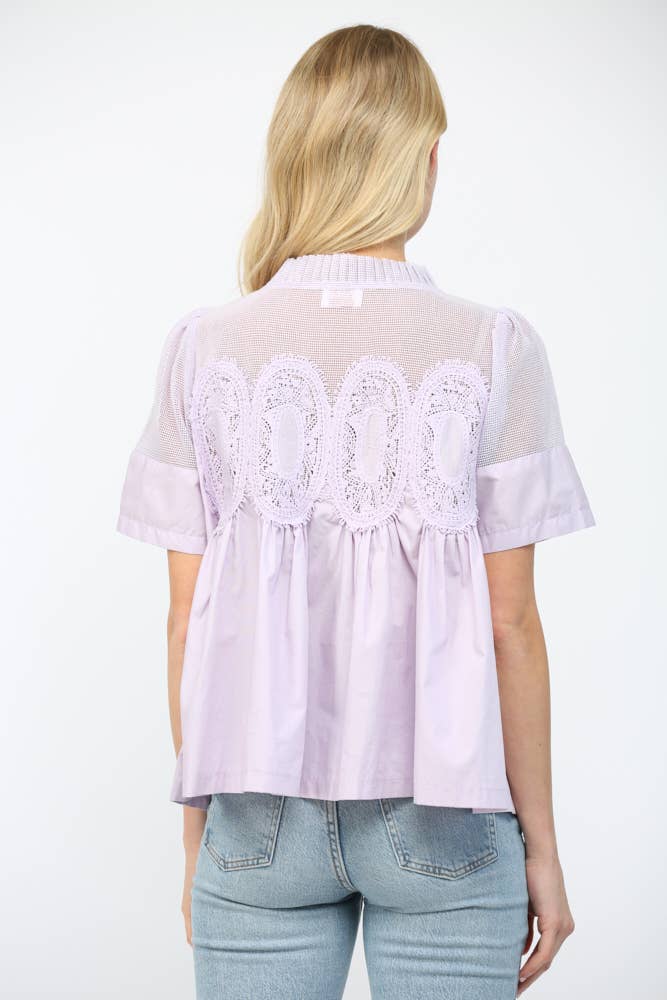 MESH COMBINED TOP WITH APPLIQUE FT25353